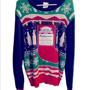 Budweiser Ugly Christmas Sweater *with beer pocket!*
